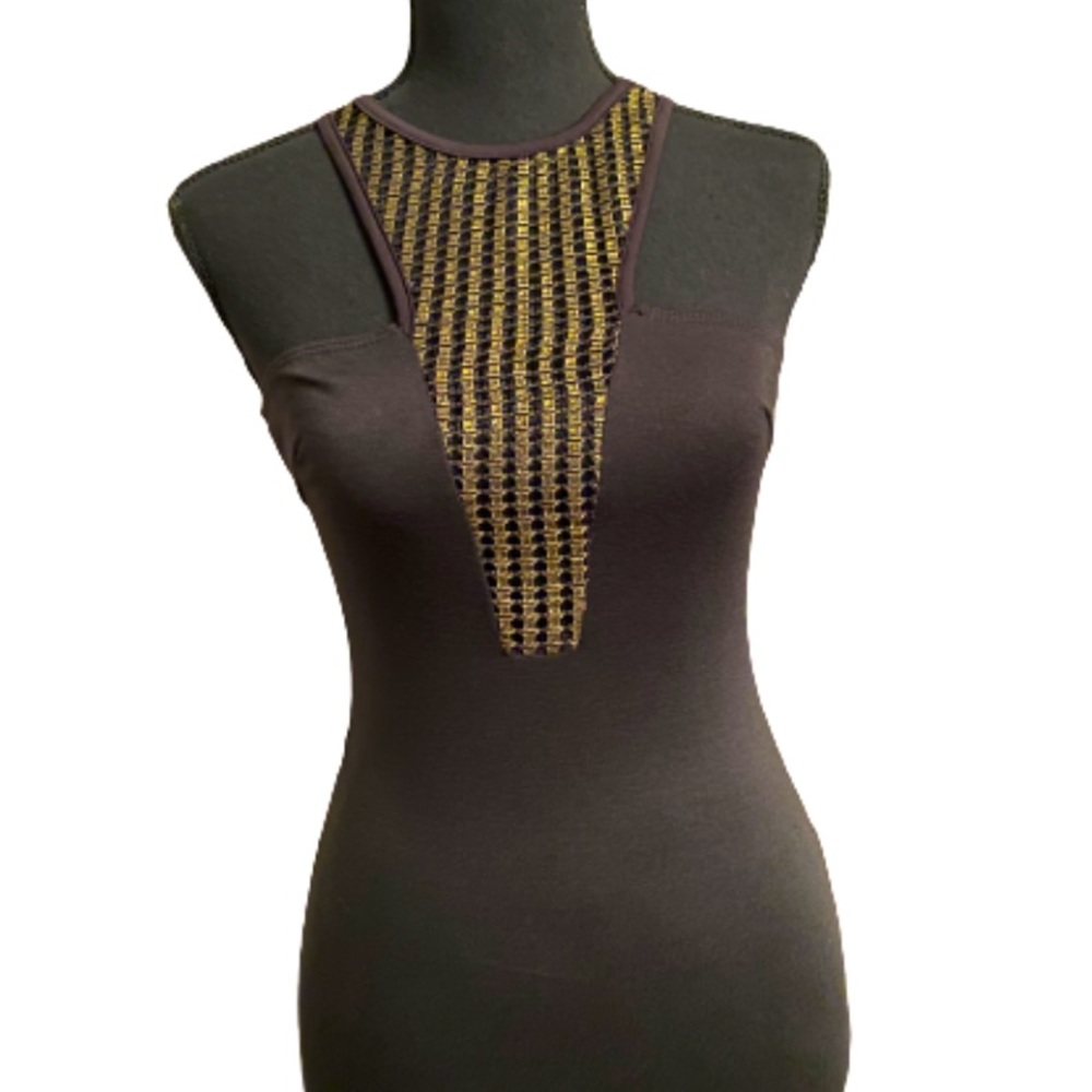 Shasa Gold Detail Black Mini Dress